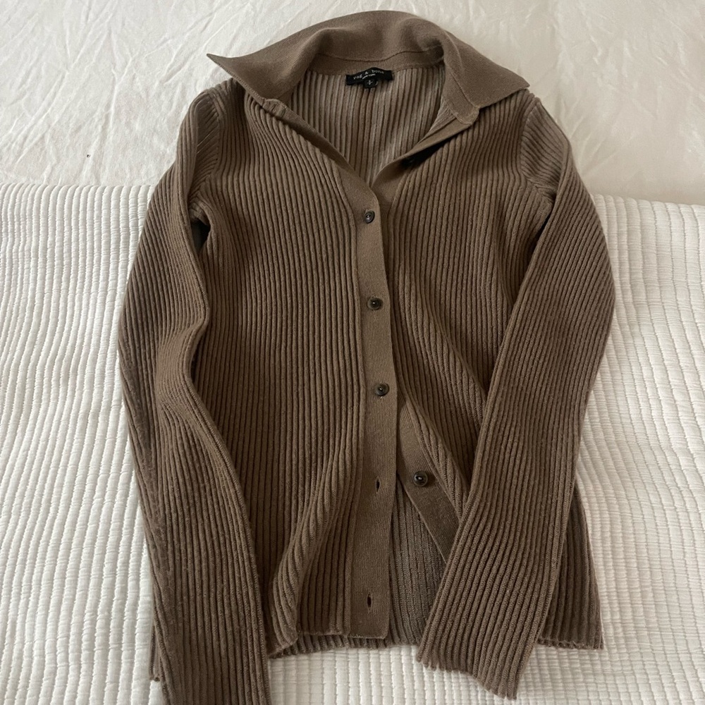 rag & bone Brown Ribbed Cardigan